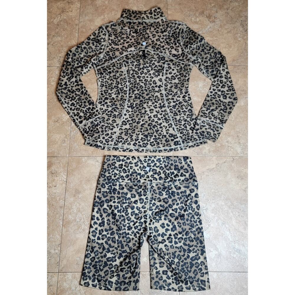 Lululemon Sz 10 Animal Print Defined Jacket Shorts Brown Leopard Set Activewear - Picture 2 of 16
